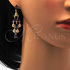 Arete Largo 02.206.0046 Oro Laminado, Diseño de Gota, con Dark Ametista and Blanca Zirconia Cubica, Pulido, Tono Dorado