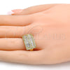 Anillo Multi Piedra 01.99.0026.08 Oro Laminado, Diseño de Baguette, con Blanca Zirconia Cubica and Blanca Micro Pave, Pulido, Tono Dorado (Size 8)