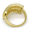 Anillo Multi Piedra 01.99.0026.08 Oro Laminado, Diseño de Baguette, con Blanca Zirconia Cubica and Blanca Micro Pave, Pulido, Tono Dorado (Size 8)