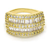 Anillo Multi Piedra 01.99.0026.08 Oro Laminado, Diseño de Baguette, con Blanca Zirconia Cubica and Blanca Micro Pave, Pulido, Tono Dorado (Size 8)