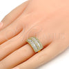 Anillo Multi Piedra 01.99.0026.09 Oro Laminado, Diseño de Baguette, con Blanca Zirconia Cubica and Blanca Micro Pave, Pulido, Tono Dorado (Size 9)