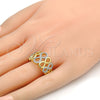 Anillo Multi Piedra 01.99.0033.07 Oro Laminado, Diseño de Infinito, con Blanca Micro Pave, Pulido, Dos Tonos (Size 7)