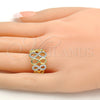Anillo Multi Piedra 01.99.0033.07 Oro Laminado, Diseño de Infinito, con Blanca Micro Pave, Pulido, Dos Tonos (Size 7)