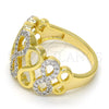 Anillo Multi Piedra 01.99.0033.07 Oro Laminado, Diseño de Infinito, con Blanca Micro Pave, Pulido, Dos Tonos (Size 7)
