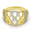 Anillo Multi Piedra 01.99.0033.07 Oro Laminado, Diseño de Infinito, con Blanca Micro Pave, Pulido, Dos Tonos (Size 7)