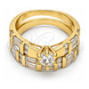 Anillo de Boda 01.99.0034.07 Oro Laminado, Diseño de Doble y Baguette, con Blanca Zirconia Cubica, Pulido, Tono Dorado (Size 7)