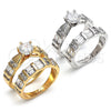 Anillo de Boda 01.99.0034.09 Oro Laminado, Diseño de Doble, con Blanca Zirconia Cubica, Pulido, Tono Dorado (Size 9)