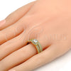 Anillo de Boda 01.99.0035.09 Oro Laminado, Diseño de Doble, con Blanca Zirconia Cubica, Pulido, Tono Dorado (Size 9)
