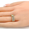 Anillo de Boda 01.99.0037.07 Oro Laminado, Diseño de Doble, con Blanca Zirconia Cubica, Pulido, Tono Dorado (Size 7)