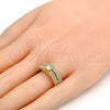 Anillo de Boda 01.99.0037.08 Oro Laminado, Diseño de Doble, con Blanca Zirconia Cubica, Pulido, Tono Dorado (Size 8)