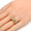 Anillo de Boda 01.99.0037.08 Oro Laminado, Diseño de Doble, con Blanca Zirconia Cubica, Pulido, Tono Dorado (Size 8)