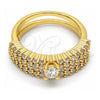Anillo de Boda 01.99.0037.08 Oro Laminado, Diseño de Doble, con Blanca Zirconia Cubica, Pulido, Tono Dorado (Size 8)