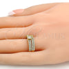 Anillo de Boda 01.99.0037.09 Oro Laminado, Diseño de Doble, con Blanca Zirconia Cubica, Pulido, Tono Dorado (Size 9)