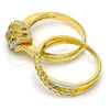 Anillo de Boda 01.99.0040.10 Oro Laminado, Diseño de Flor y Doble, con Blanca Zirconia Cubica, Pulido, Dos Tonos (Size 10)