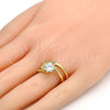 Anillo de Boda 01.99.0042.08 Oro Laminado, Diseño de Doble, con Blanca Zirconia Cubica and Blanca Micro Pave, Pulido, Tono Dorado (Size 8)