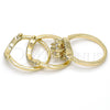 Anillo de Boda 01.99.0041.08 Oro Laminado, Diseño de Flor y Triple, con Blanca Zirconia Cubica and Blanca Micro Pave, Pulido, Tono Dorado (Size 8)