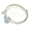 Aro Individual 07.239.0001 Rodio Laminado, con Swarovski Elements Aquamarine y Micro Pave Blanca, Pulido, Rodinado (Grosor 03 MM, Talla Unica)