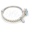 Aro Individual 07.239.0001 Rodio Laminado, con Swarovski Elements Aquamarine y Micro Pave Blanca, Pulido, Rodinado (Grosor 03 MM, Talla Unica)