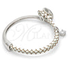 Aro Individual 07.239.0001 Rodio Laminado, con Swarovski Elements Aquamarine y Micro Pave Blanca, Pulido, Rodinado (Grosor 03 MM, Talla Unica)
