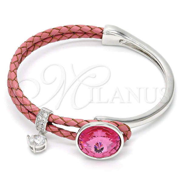 Aro Individual 07.239.0001.3 Rodio Laminado, con Swarovski Elements Rose y Micro Pave Blanca, Pulido, Rodinado (Grosor 03 MM, Talla Unica)