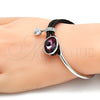 Aro Individual 07.239.0001.4 Rodio Laminado, con Swarovski Elements Amethyst y Micro Pave Blanca, Pulido, Rodinado (Grosor 03 MM, Talla Unica)