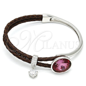 Aro Individual 07.239.0001.4 Rodio Laminado, con Swarovski Elements Amethyst y Micro Pave Blanca, Pulido, Rodinado (Grosor 03 MM, Talla Unica)