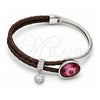 Aro Individual 07.239.0001.4 Oro Laminado Blanco, con Swarovski Elements Amethyst y Micro Pave Blanca, Pulido, Rodinado (Grosor 03 MM, Talla Unica)