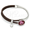 Aro Individual 07.239.0001.4 Rodio Laminado, con Swarovski Elements Amethyst y Micro Pave Blanca, Pulido, Rodinado (Grosor 03 MM, Talla Unica)