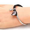 Aro Individual 07.239.0002.6 Rodio Laminado, Diseño de Gota, con Swarovski Elements Light Rose y Micro Pave Blanca, Pulido, Rodinado (Grosor 03 MM, Talla Unica)