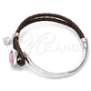 Aro Individual 07.239.0002.6 Rodio Laminado, Diseño de Gota, con Swarovski Elements Light Rose y Micro Pave Blanca, Pulido, Rodinado (Grosor 03 MM, Talla Unica)