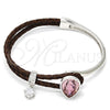 Aro Individual 07.239.0002.6 Rodio Laminado, Diseño de Gota, con Swarovski Elements Light Rose y Micro Pave Blanca, Pulido, Rodinado (Grosor 03 MM, Talla Unica)