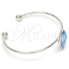 Aro Individual 07.239.0006 Oro Laminado Blanco, con Swarovski Elements Light Turquoise, Pulido, Rodinado (Grosor 02 MM, Talla Unica)