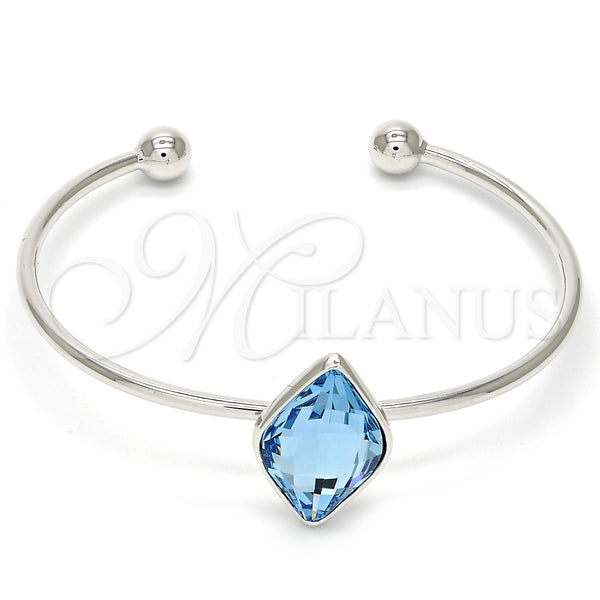 Aro Individual 07.239.0006 Rodio Laminado, con Swarovski Elements Light Turquoise, Pulido, Rodinado (Grosor 02 MM, Talla Unica)