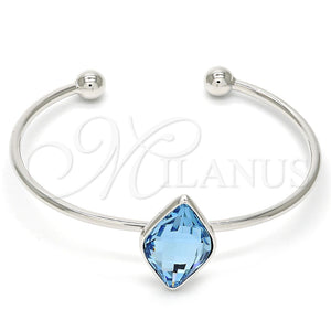 Aro Individual 07.239.0006 Rodio Laminado, con Swarovski Elements Light Turquoise, Pulido, Rodinado (Grosor 02 MM, Talla Unica)