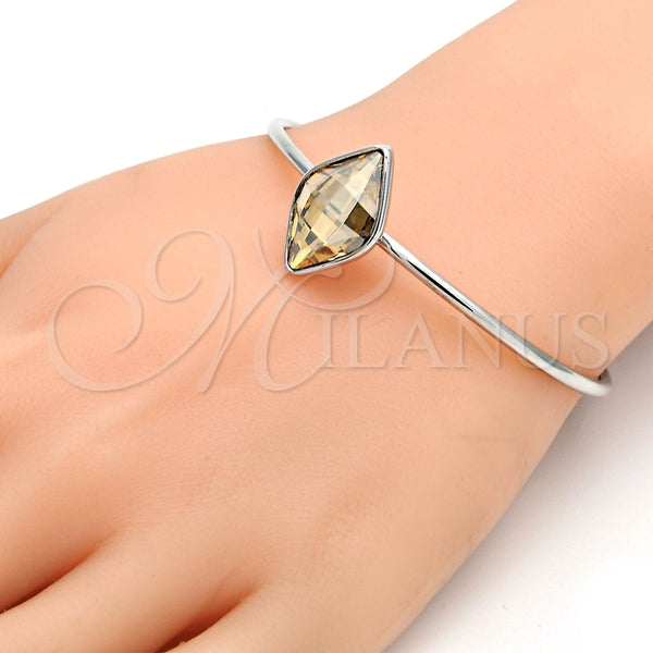Aro Individual 07.239.0006.1 Rodio Laminado, con Swarovski Elements Golden Shadow, Pulido, Rodinado (Grosor 02 MM, Talla Unica)