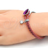 Aro Individual 07.239.0008 Rodio Laminado, Diseño de Corazón, con Swarovski Elements Fuchsia y Micro Pave Blanca, Pulido, Rodinado (Grosor 03 MM, Talla Unica)