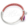 Aro Individual 07.239.0008 Rodio Laminado, Diseño de Corazón, con Swarovski Elements Fuchsia y Micro Pave Blanca, Pulido, Rodinado (Grosor 03 MM, Talla Unica)