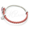 Aro Individual 07.239.0008 Rodio Laminado, Diseño de Corazón, con Swarovski Elements Fuchsia y Micro Pave Blanca, Pulido, Rodinado (Grosor 03 MM, Talla Unica)