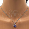 Collares con Dije 04.239.0039.16 Rodio Laminado, con Swarovski Elements Tanzanite y Aurore Boreale, Pulido, Rodinado (Grosor 01 MM, 16 Pulgadas de Largo)