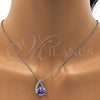 Collares con Dije 04.239.0039.16 Rodio Laminado, con Swarovski Elements Tanzanite y Aurore Boreale, Pulido, Rodinado (Grosor 01 MM, 16 Pulgadas de Largo)