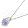 Collares con Dije 04.239.0039.16 Rodio Laminado, con Swarovski Elements Tanzanite y Aurore Boreale, Pulido, Rodinado (Grosor 01 MM, 16 Pulgadas de Largo)