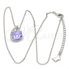 Collares con Dije 04.239.0039.16 Rodio Laminado, con Swarovski Elements Tanzanite y Aurore Boreale, Pulido, Rodinado (Grosor 01 MM, 16 Pulgadas de Largo)
