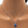 Collares con Dije 04.239.0039.3.16 Rodio Laminado, con Swarovski Elements Bermuda Blue y Aurore Boreale, Pulido, Rodinado (Grosor 01 MM, 16 Pulgadas de Largo)