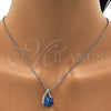 Collares con Dije 04.239.0039.3.16 Rodio Laminado, con Swarovski Elements Bermuda Blue y Aurore Boreale, Pulido, Rodinado (Grosor 01 MM, 16 Pulgadas de Largo)