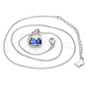Collares con Dije 04.239.0039.3.16 Rodio Laminado, con Swarovski Elements Bermuda Blue y Aurore Boreale, Pulido, Rodinado (Grosor 01 MM, 16 Pulgadas de Largo)