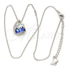 Collares con Dije 04.239.0039.3.16 Rodio Laminado, con Swarovski Elements Bermuda Blue y Aurore Boreale, Pulido, Rodinado (Grosor 01 MM, 16 Pulgadas de Largo)