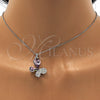 Collares con Dije 04.239.0043.3.18 Rodio Laminado, Diseño de Mariposa, con Swarovski Elements Violet y Aurore Boreale, Pulido, Rodinado (Grosor 01 MM, 18 Pulgadas de Largo)