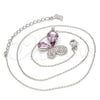 Collares con Dije 04.239.0043.3.18 Rodio Laminado, Diseño de Mariposa, con Swarovski Elements Violet y Aurore Boreale, Pulido, Rodinado (Grosor 01 MM, 18 Pulgadas de Largo)