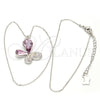 Collares con Dije 04.239.0043.3.18 Rodio Laminado, Diseño de Mariposa, con Swarovski Elements Violet y Aurore Boreale, Pulido, Rodinado (Grosor 01 MM, 18 Pulgadas de Largo)