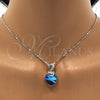 Collares con Dije 04.239.0044.1.18 Rodio Laminado, Diseño de Corazón, con Swarovski Elements Bermuda Blue y Aurore Boreale, Pulido, Rodinado (Grosor 01 MM, 18 Pulgadas de Largo)